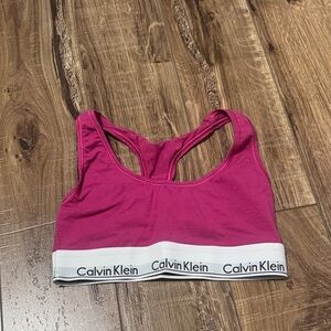 Calvin Klein Fuchsia Sports Bra with White Logo Band